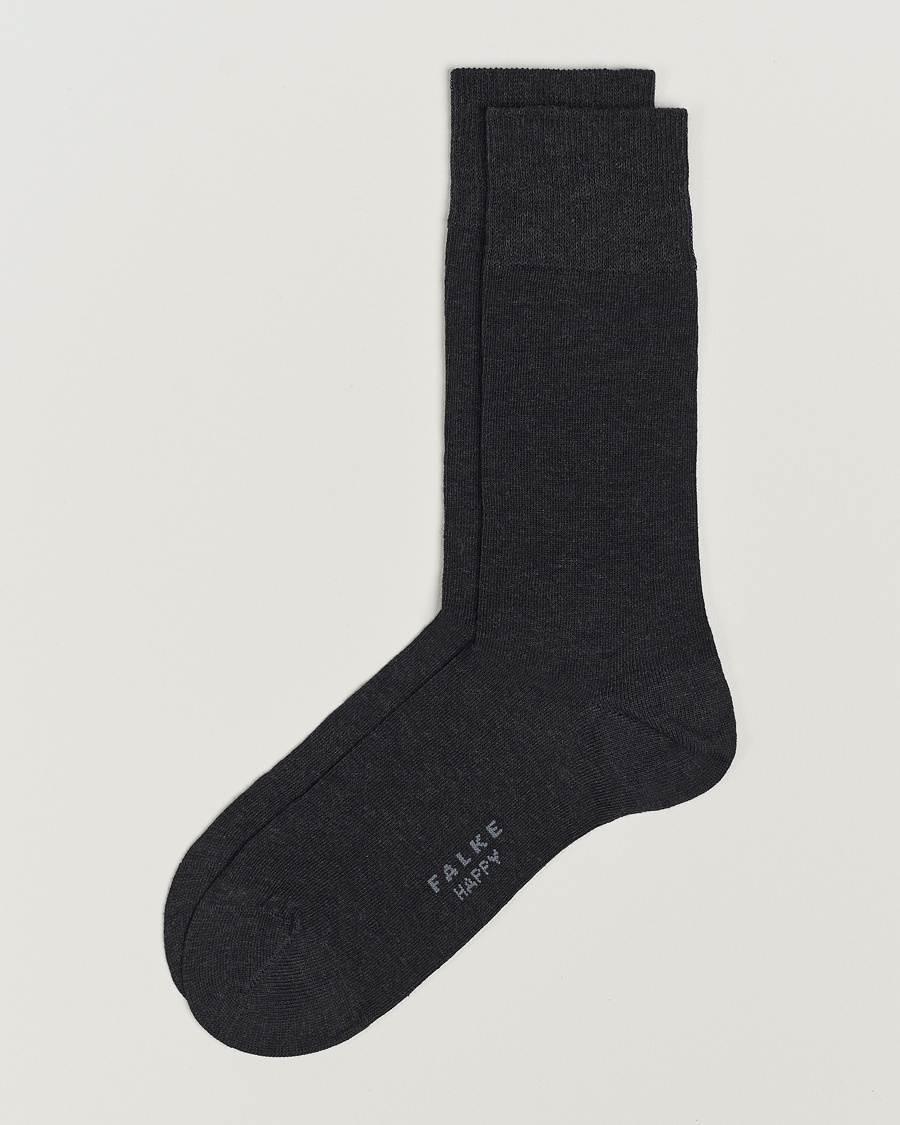 Falke Happy 2-Pack Cotton Socks Anthracite Melange – Grå