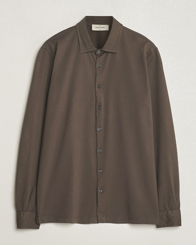 Herre |  | Gran Sasso | Washed Cotton Jersey Shirt Dark Brown