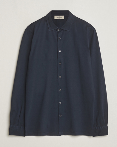 Herre |  | Gran Sasso | Washed Cotton Jersey Shirt Navy