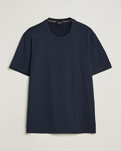 Herre | Quiet Luxury | Brioni | Short Sleeve Cotton T-Shirt Navy