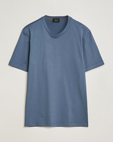 Herre | Quiet Luxury | Brioni | Short Sleeve Cotton T-Shirt Petroleum