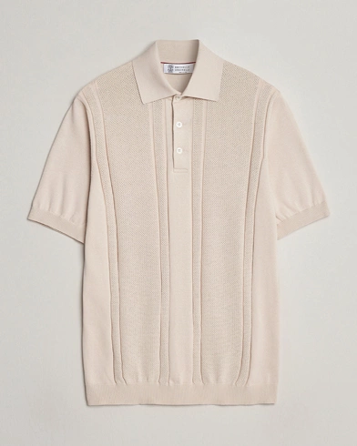  Front Structure Knitted Polo Light Beige