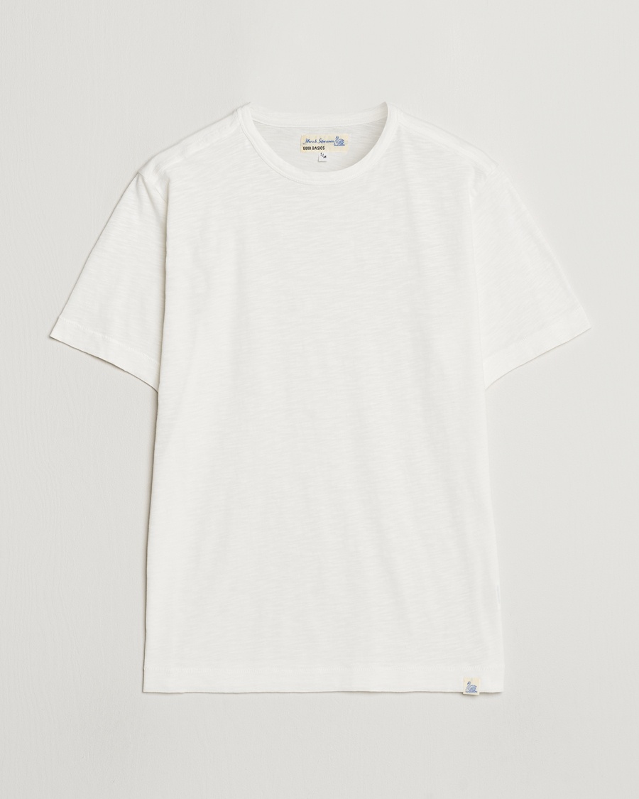 Merz b. Schwanen Organic Pima Cotton Slub Crew Neck T-Shirt White – Hvid