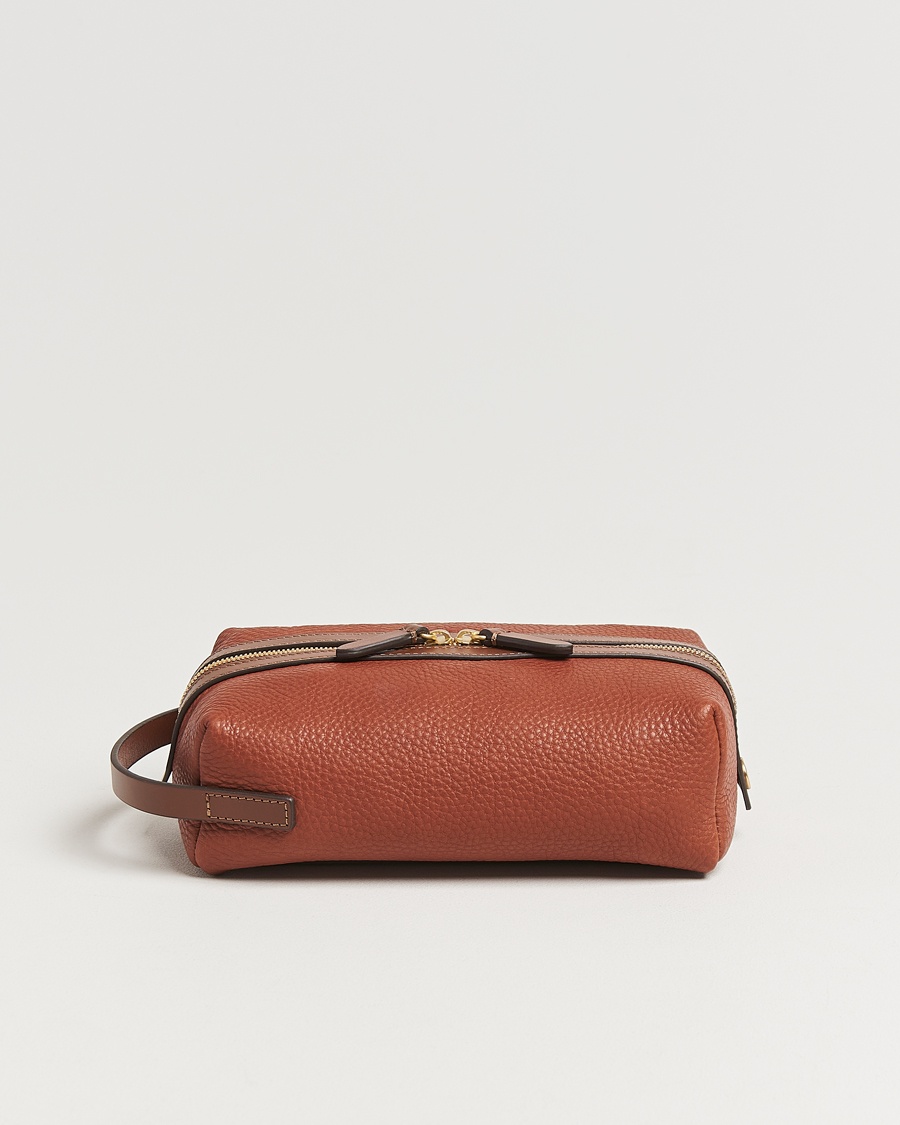 Mismo Groom Pebbled Leather Washbag Tabac/Cuoio – Brun
