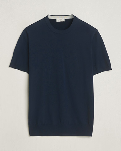 Herre | Italian Department | Altea | Extrafine Cotton Knit T-Shirt Navy