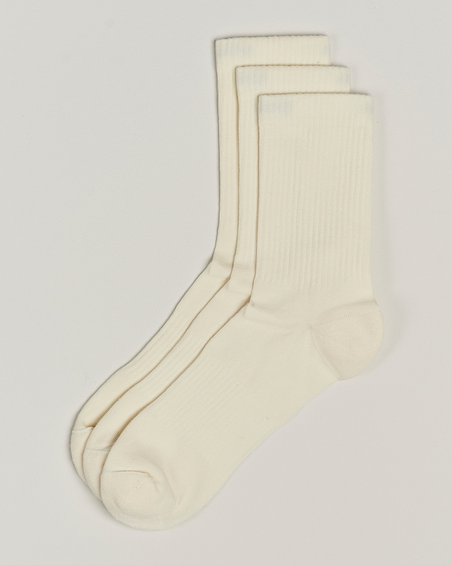 Sweyd 3-Pack Crew Cotton Socks White – Hvid
