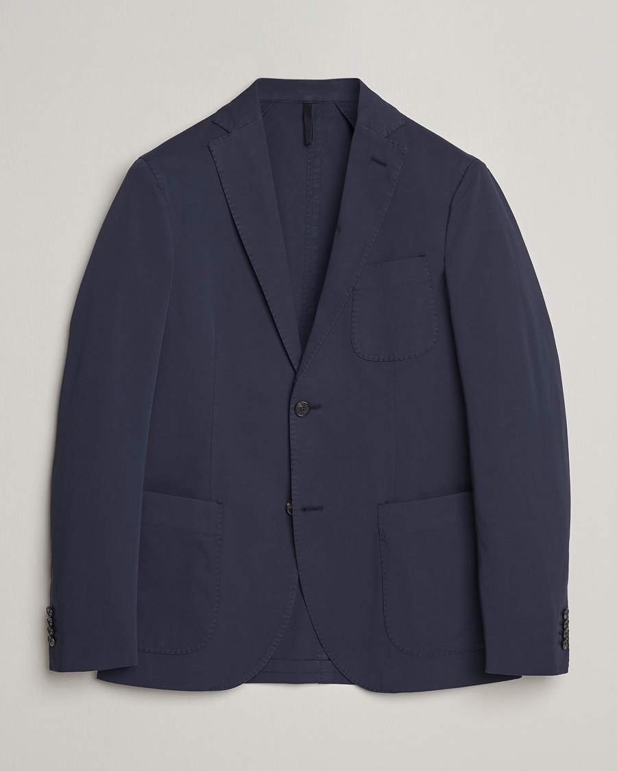 Incotex Unconstructed Comfort Cotton Blazer Navy – Blå