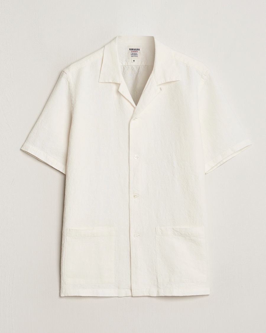 Kamakura Shirts Vintage Ivy Heavy Linen Beach Shirt White – Hvid