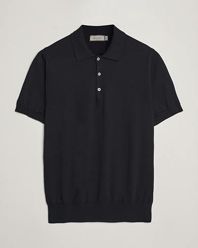 Herre | Quiet Luxury | Canali | Cotton Short Sleeve Polo Black