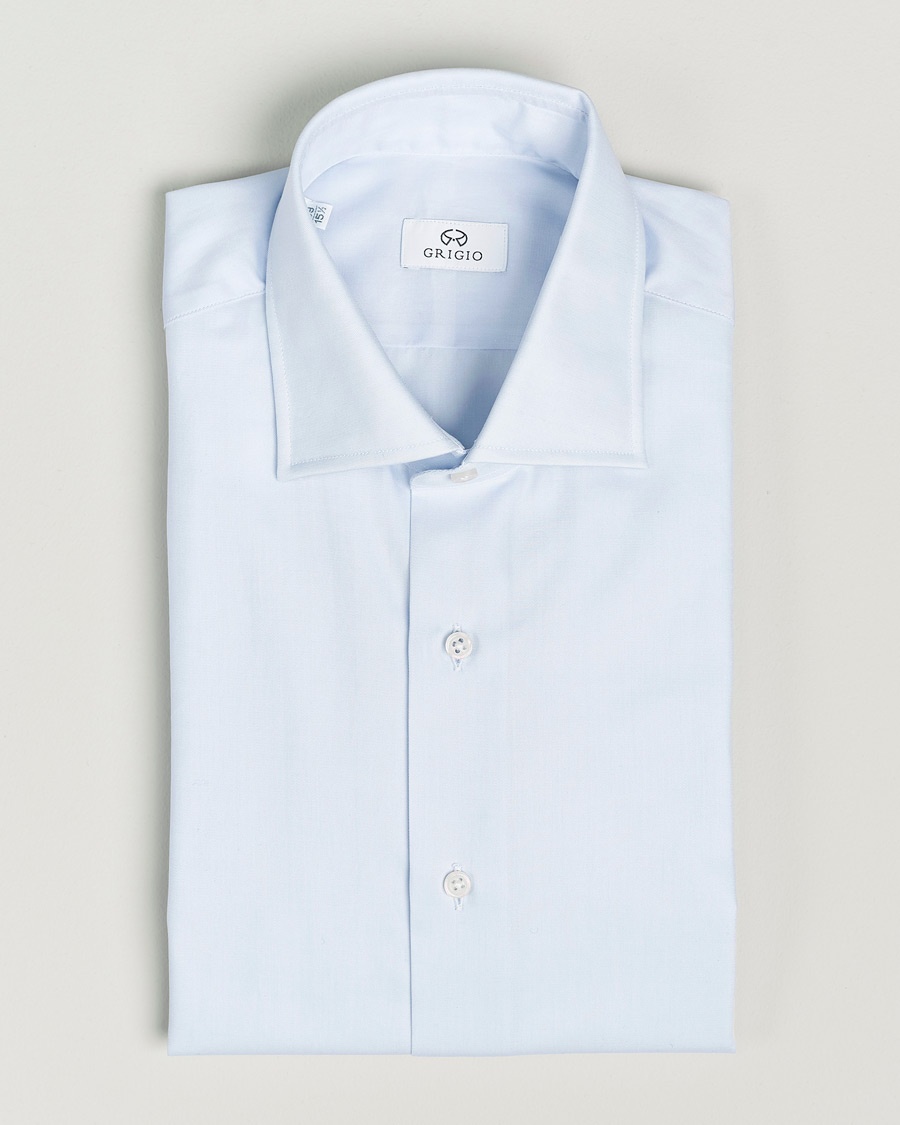 Grigio Cotton Twill Dress Shirt Light Blue – Blå