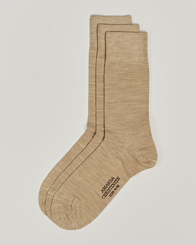 Herre | Amanda Christensen | Amanda Christensen | 3-Pack Icon Wool/Cotton Socks Sand