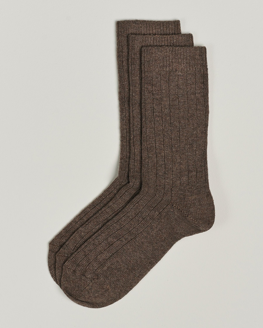 Amanda Christensen 3-Pack Supreme Wool/Cashmere Sock Brown Melange – Brun