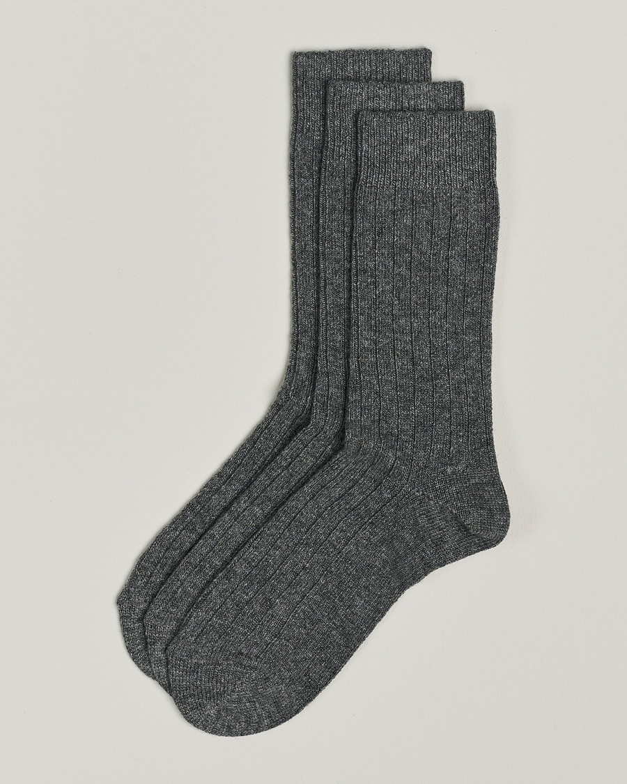 Amanda Christensen 3-Pack Supreme Wool/Cashmere Sock Grey Melange – Grå