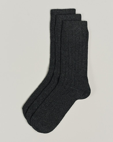 Herre | Amanda Christensen | Amanda Christensen | 3-Pack Supreme Wool/Cashmere Sock Antracite Melange