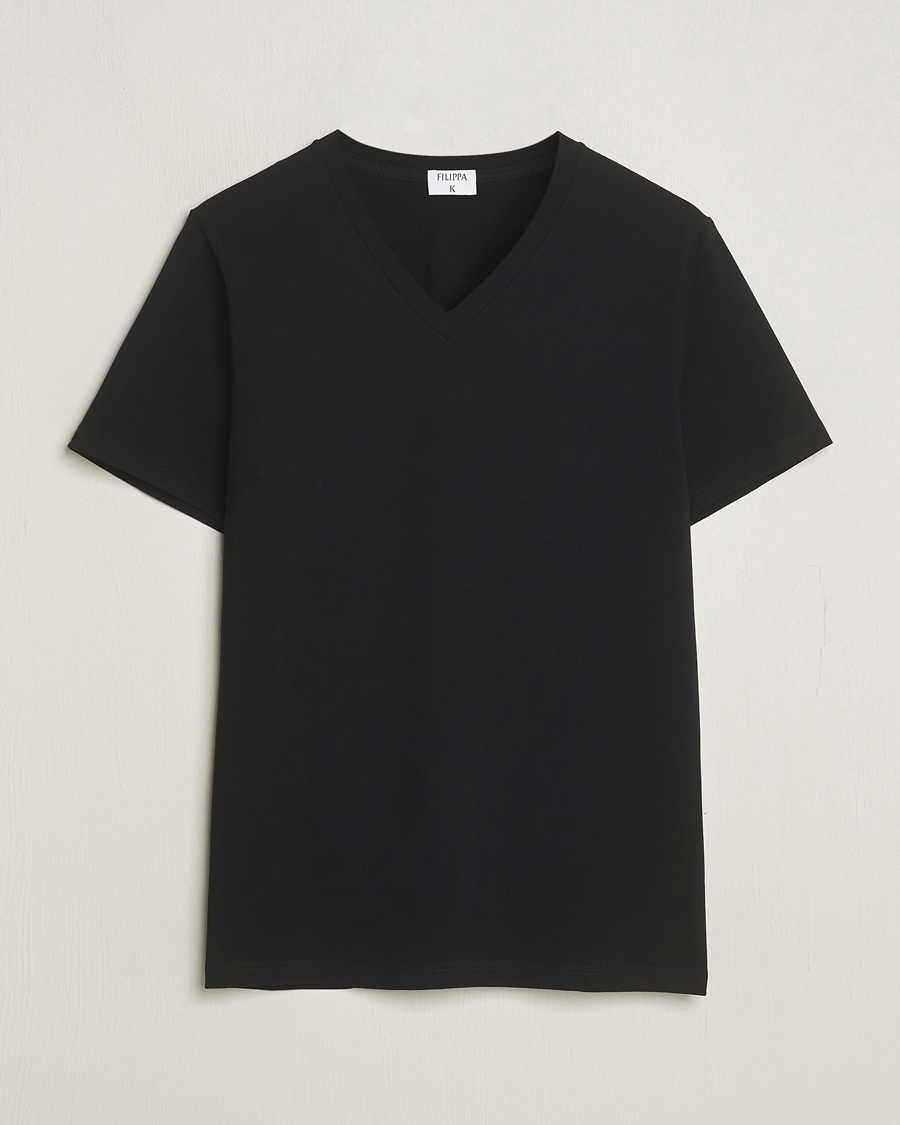 Filippa K Organic Cotton V-Neck T-Shirt Black – Sort