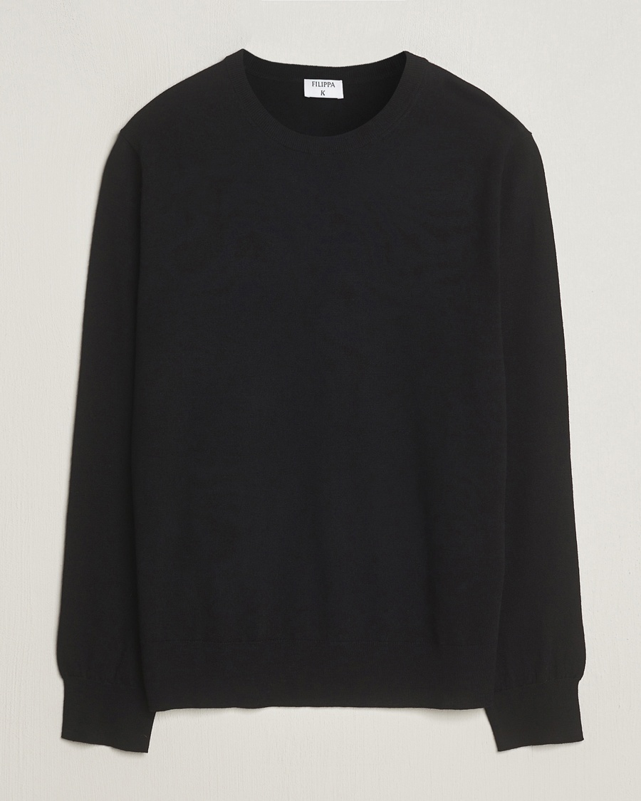 Filippa K Merino Round Neck Sweater Black – Sort