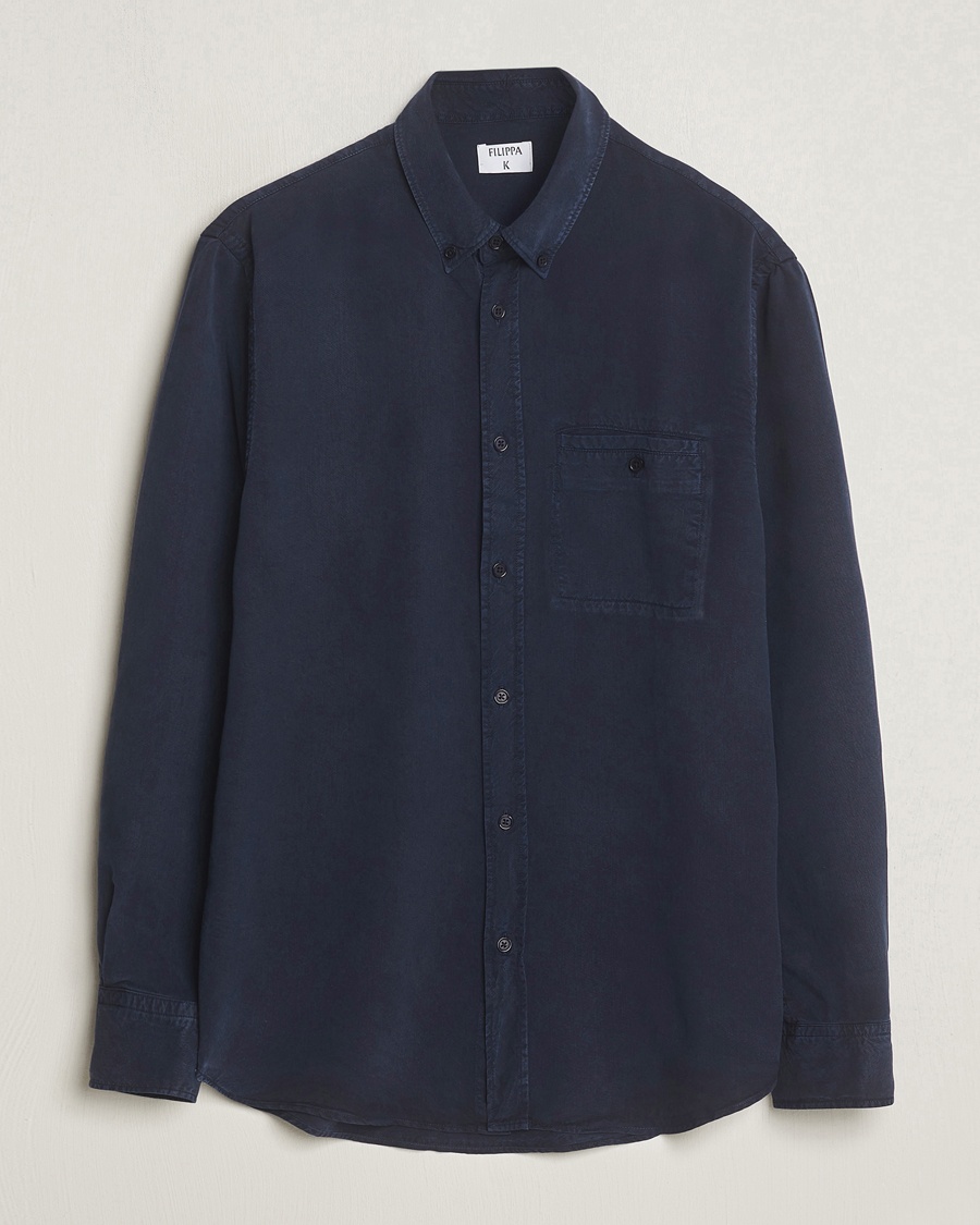 Filippa K Zachary Lyocell Shirt Navy – Blå