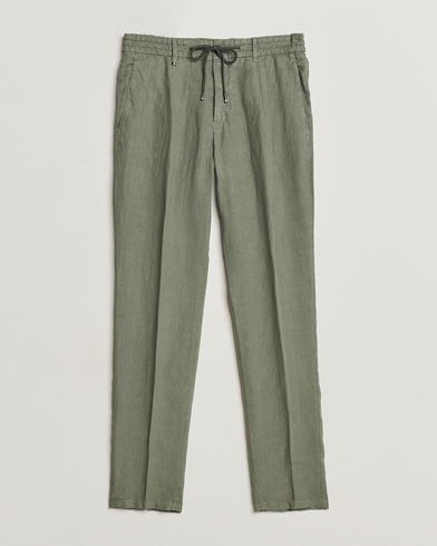  Genius Slim Fit Linen Pants Open Green