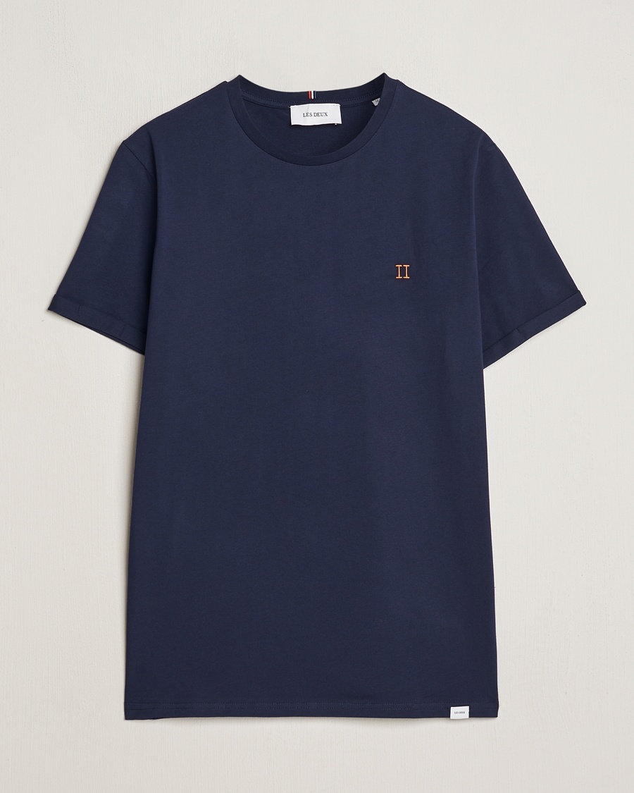 Les Deux Nørregaard Cotton T-Shirt Navy – Grå