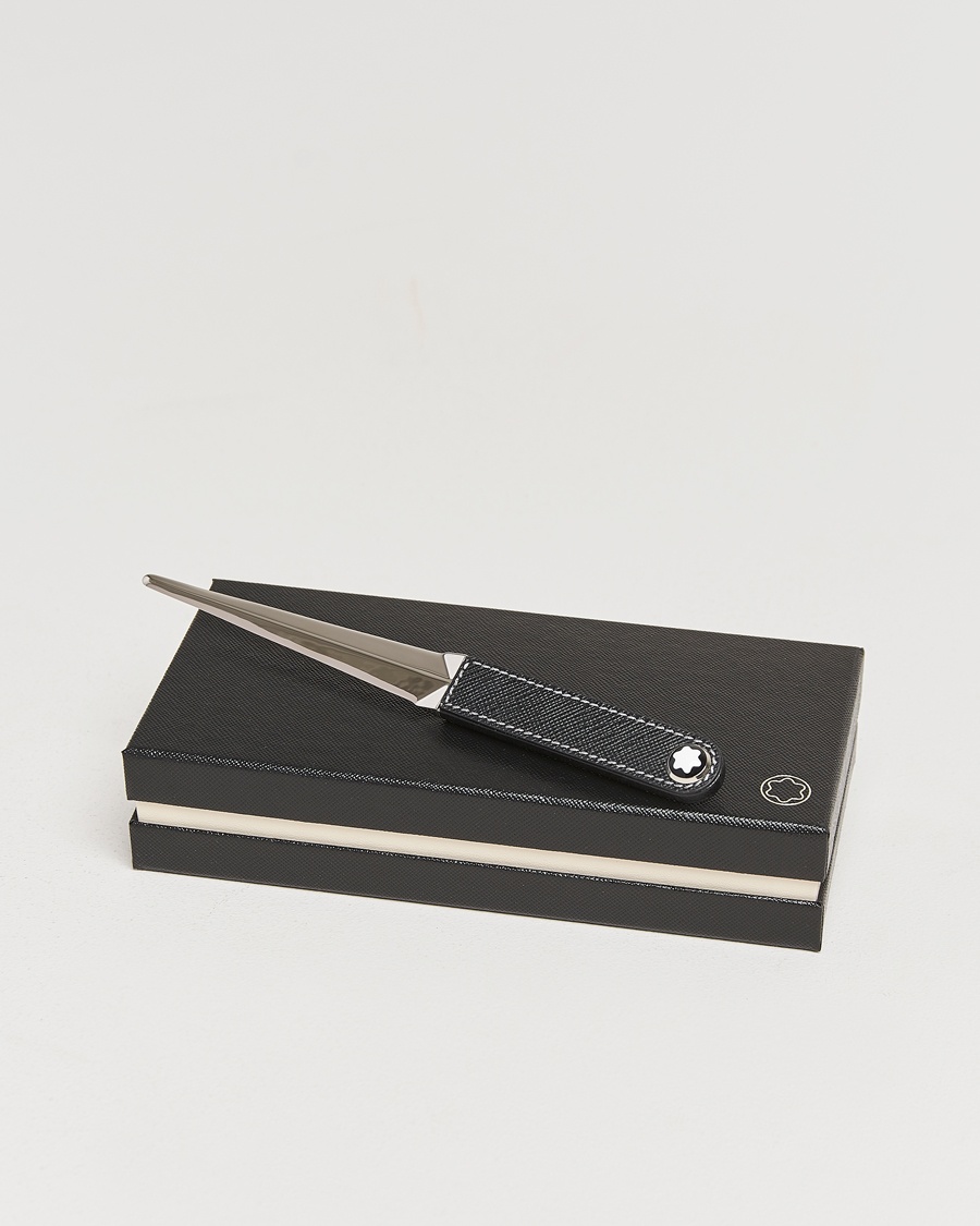 Montblanc Letter Opener in Steel and Leather Black – Sort