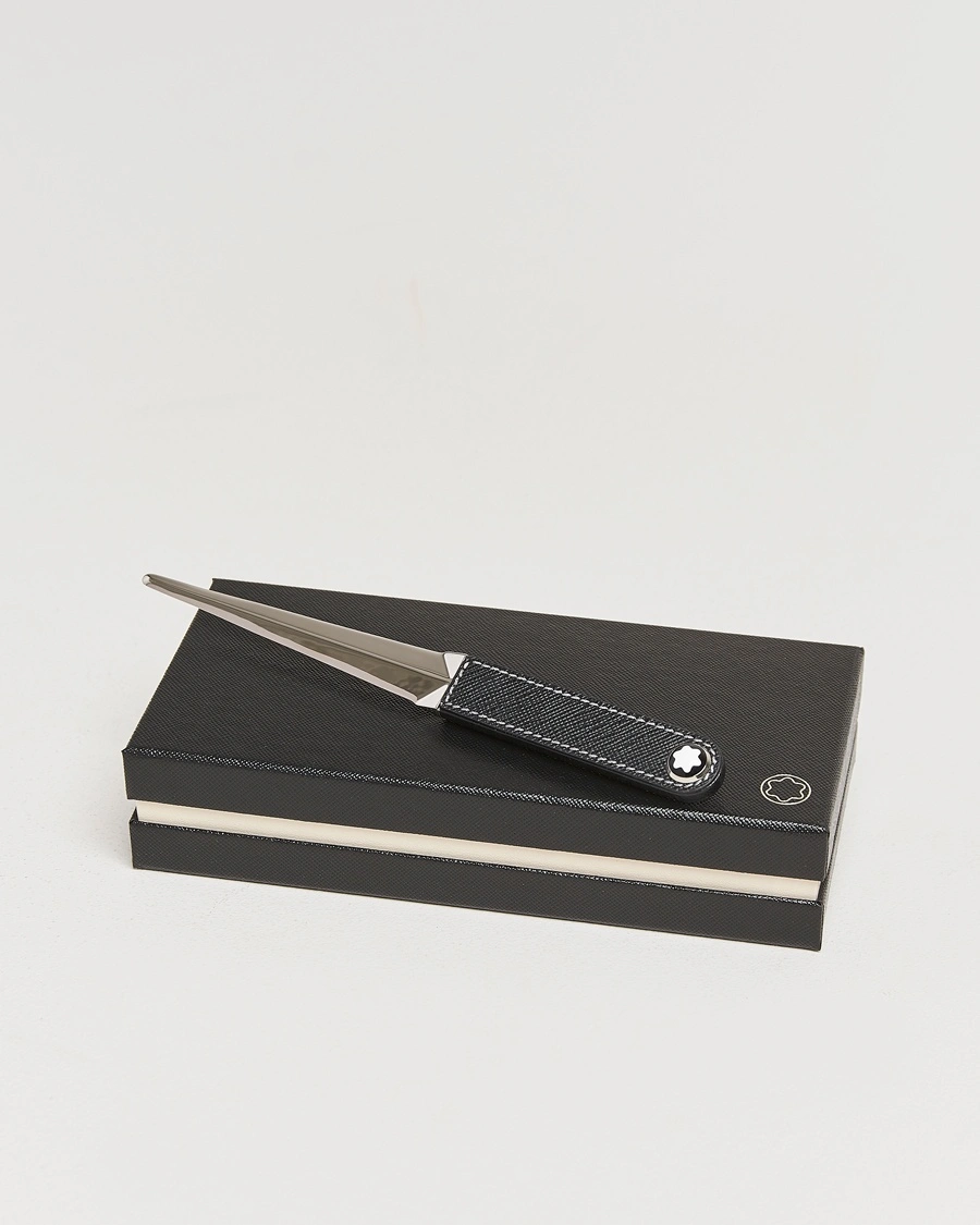 Montblanc Letter Opener in Steel and Leather Black – Sort