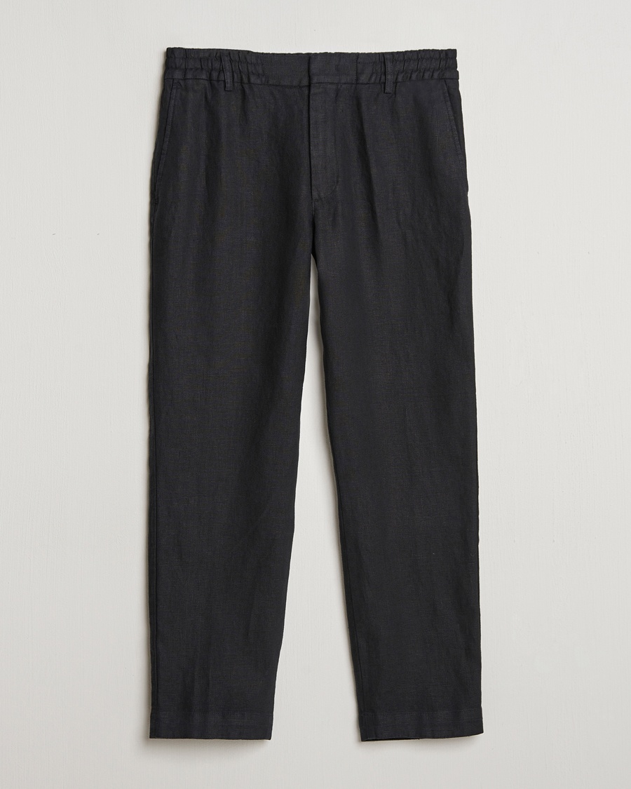 NN07 Billie Linen Drawstring Trousers Black – Sort