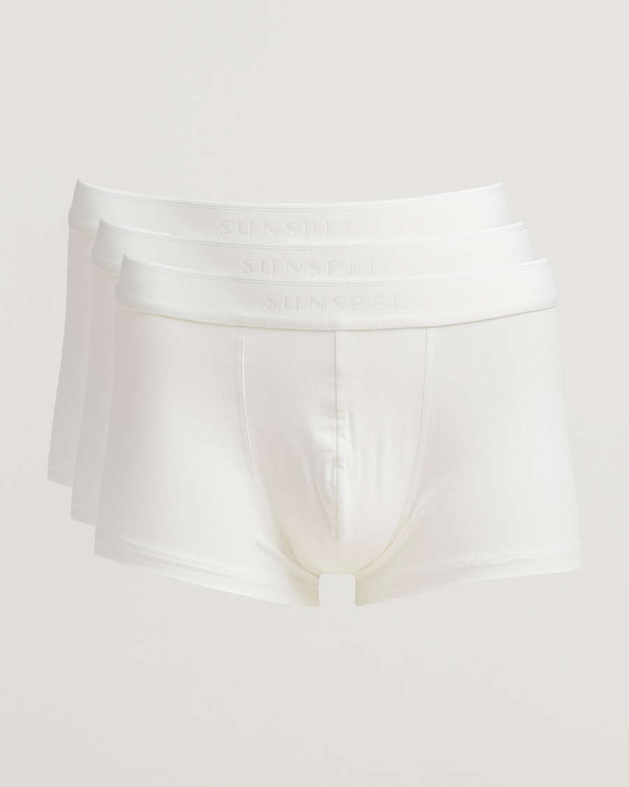 Sunspel 3-Pack Cotton Stretch Trunk White – Hvid