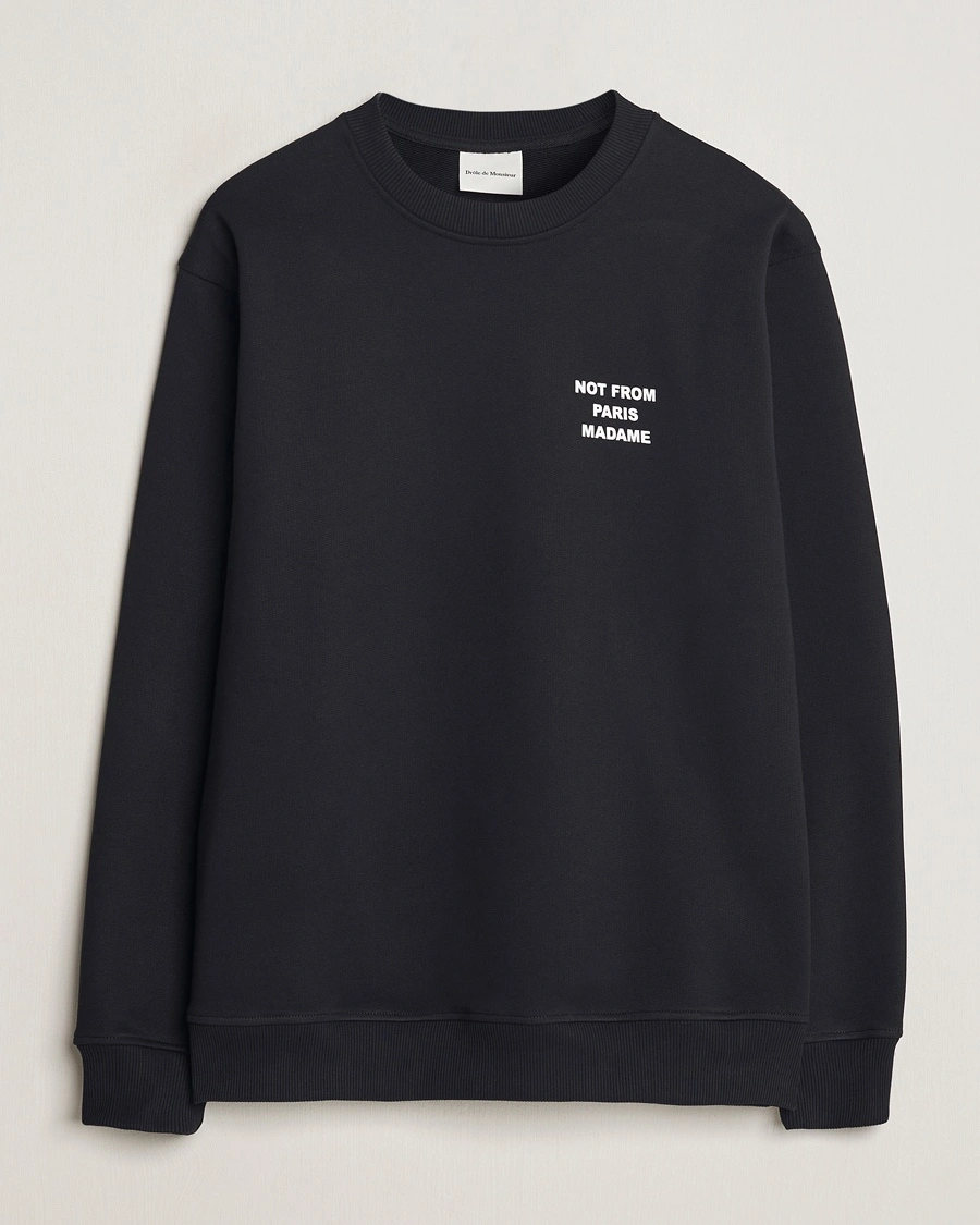 Drôle de Monsieur Slogan Sweatshirt Black – Sort