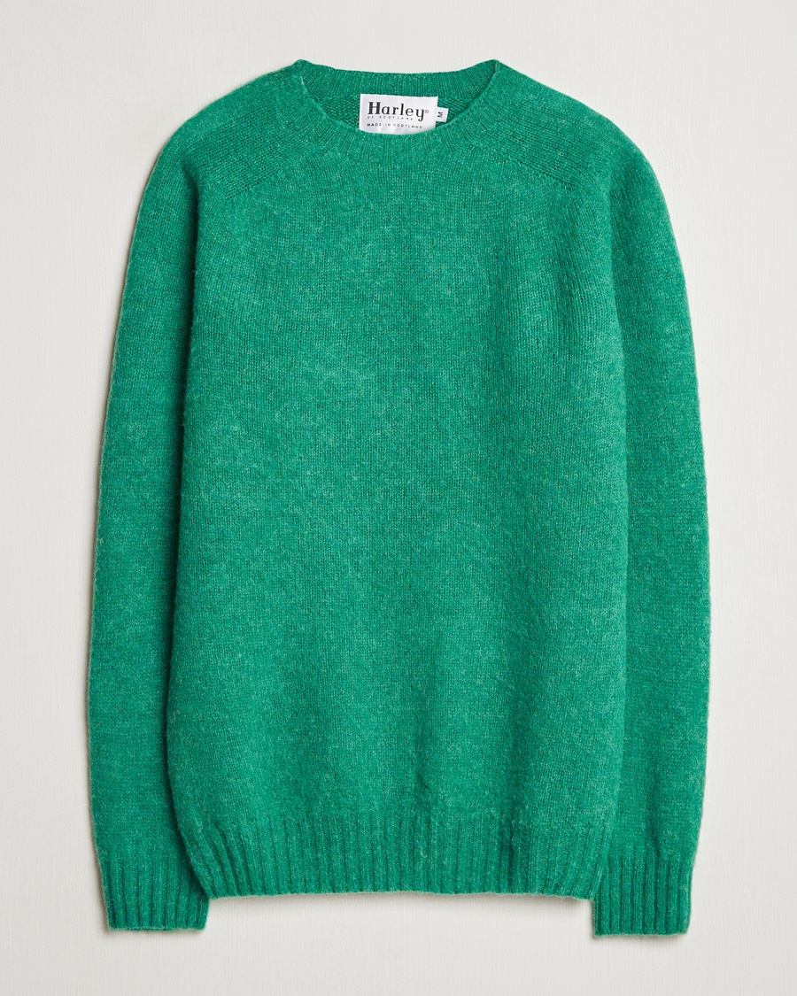 Harley Of Scotland Brushed Supersoft Lambswool Crewneck Pixie – Grøn
