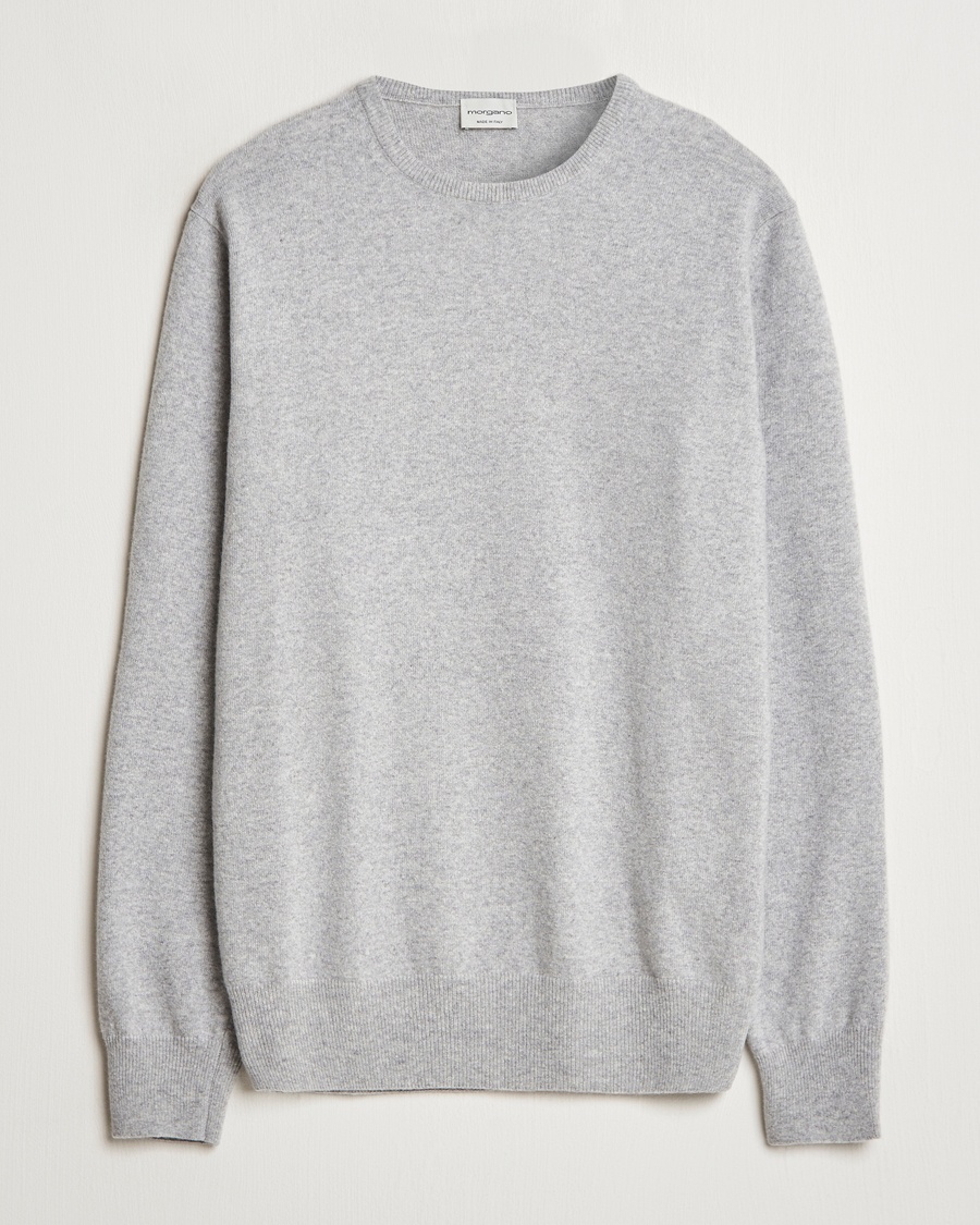 Morgano Wool/Cashmere Crewneck Mid Grey – Grå