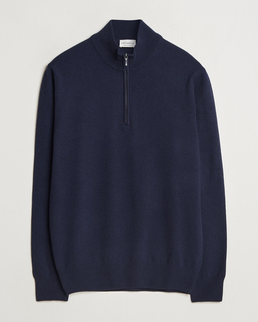 Morgano Wool/Cashmere Half-Zip Navy – Blå