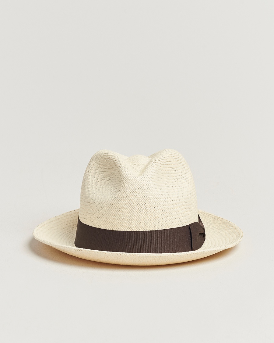 Wigéns Trilby Panama Hat White/Dark Brown – Hvid