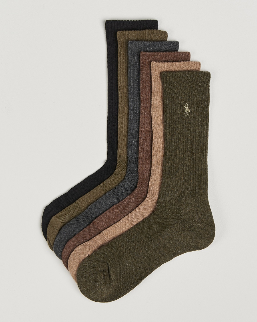 Polo Ralph Lauren Polo Ralph Lauren6-Pack Performance Crew SocksBrown – Flerfarvet