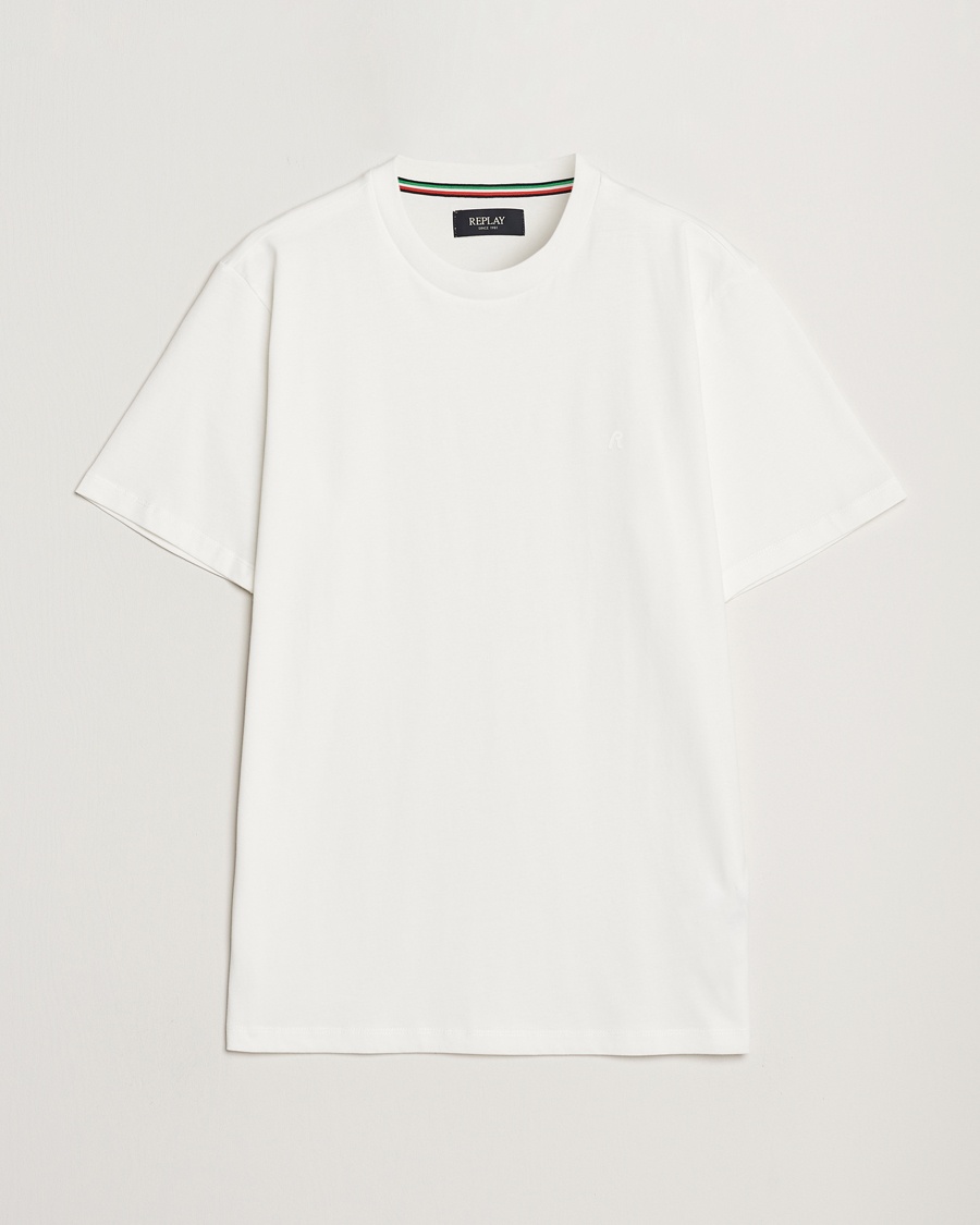 Replay Tonal Logo Crew Neck T-Shirt Off White – Hvid