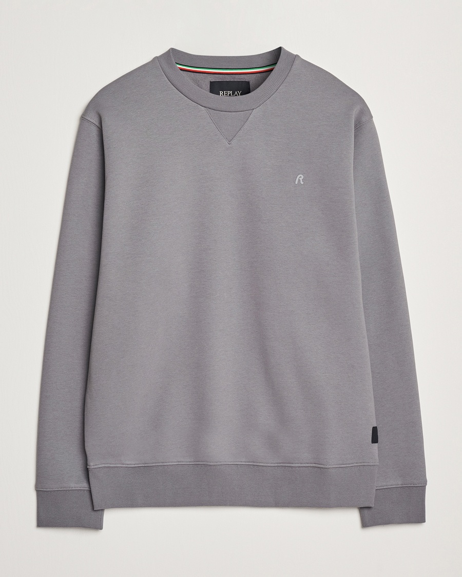 Herre | Grå sweatshirts | Replay | Tonal Logo Crew Neck Sweatshirt Dark Grey