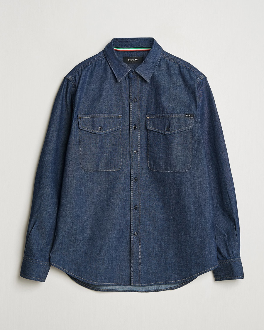 Replay Denim Shirt Dark Blue – Blå