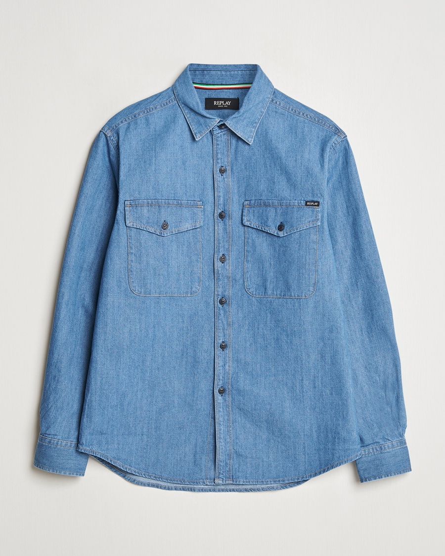 Replay Denim Shirt Medium Blue – Blå