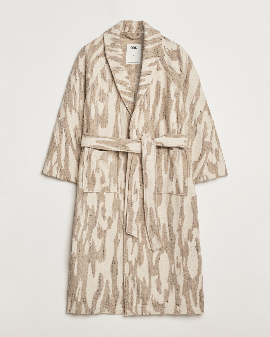 Herre | Morgenkåber | OAS | Fern Linen Terry Statement Robe Beige/White