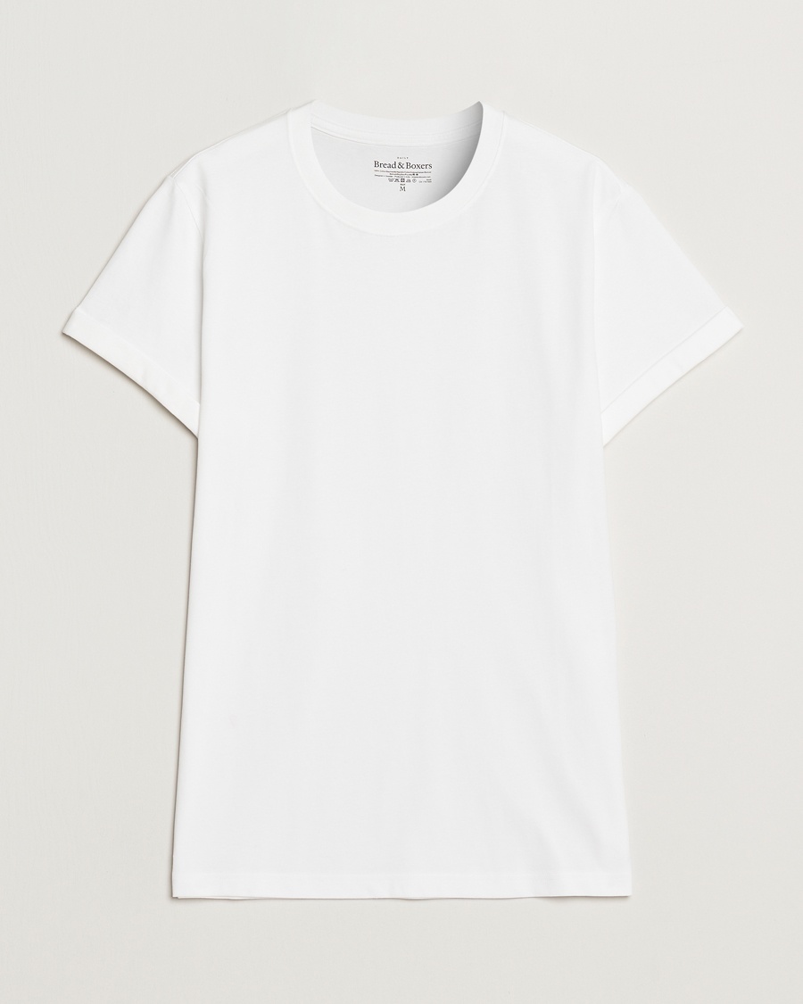 Bread & Boxers Roll-Up Crew Neck T-Shirt White – Hvid