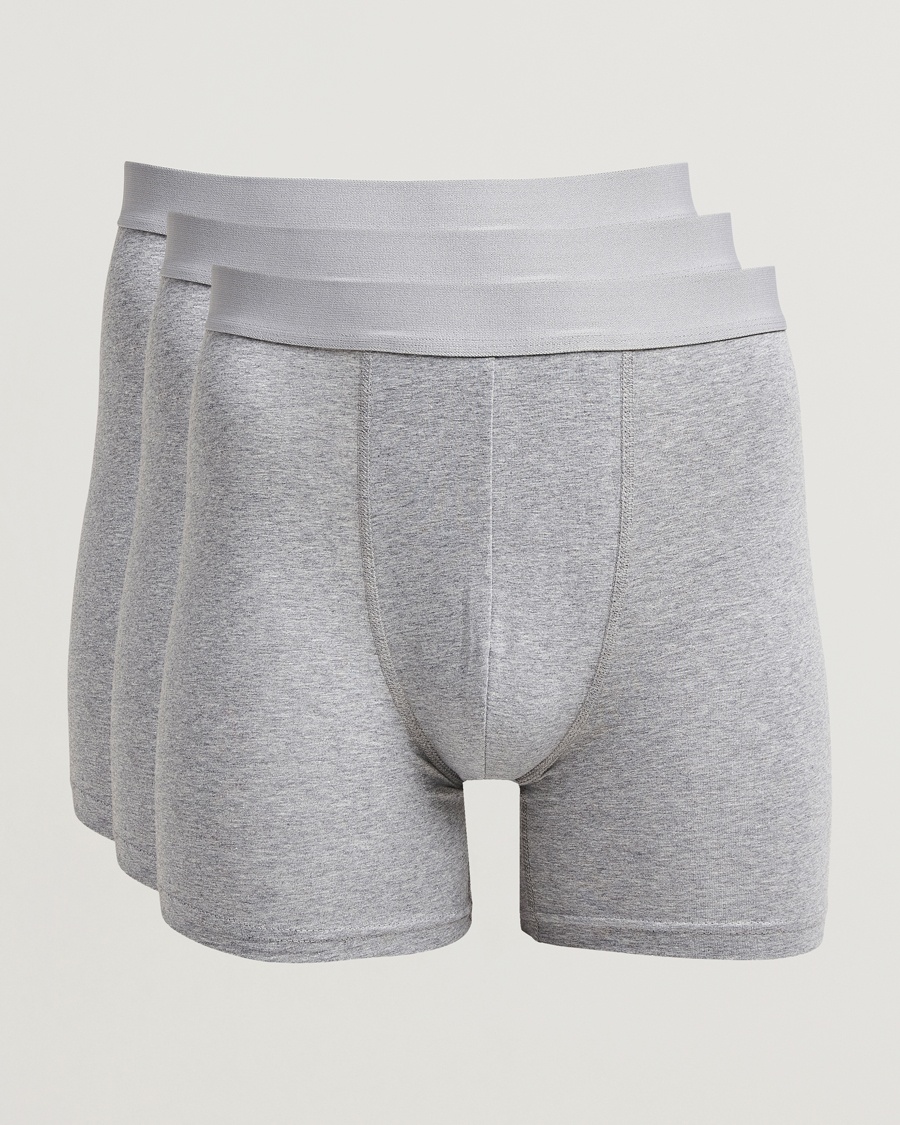 Bread & Boxers 3-Pack Long Boxer Brief Grey Melange – Grå