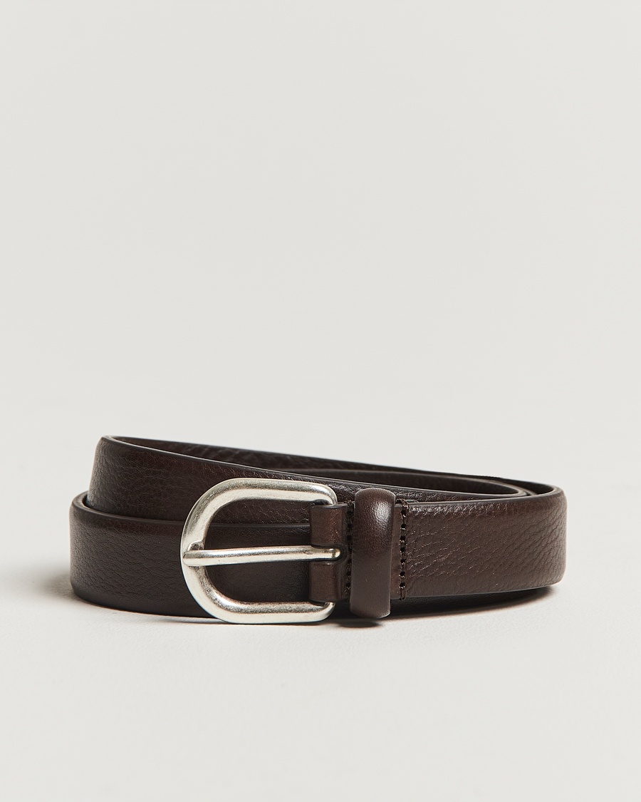 Anderson's Grained Leather Belt 2,5 cm Dark Brown – Brun