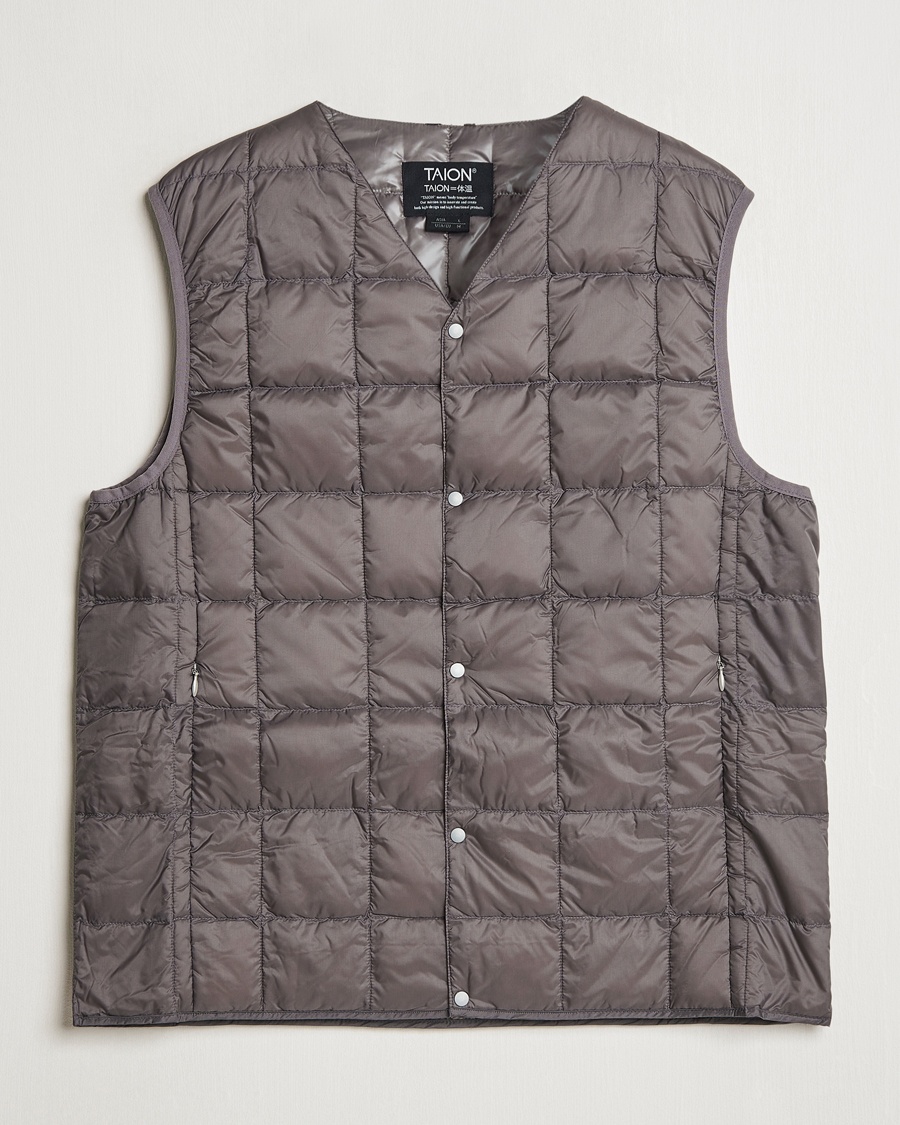 TAION V-Neck Lightweight Down Vest Gray – Grå