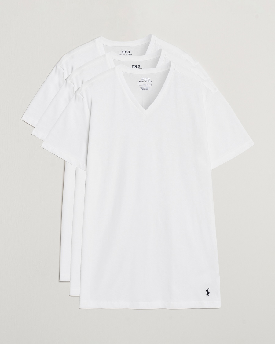 Polo Ralph Lauren 3-Pack V Neck T-Shirt White – Hvid