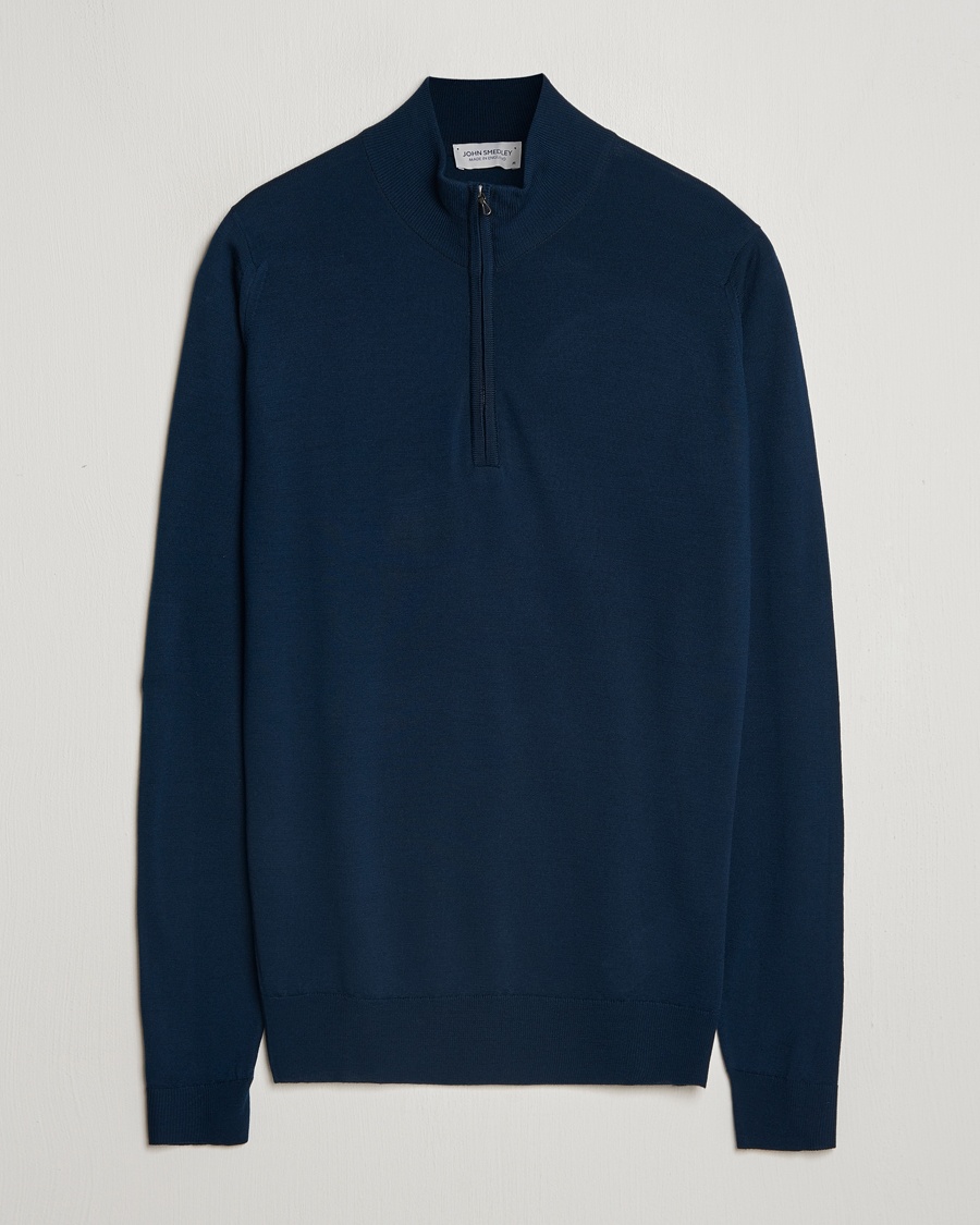 S.N.S. Herning Fender Wool Half Zip Navy Blue - CareOfCarl.dk