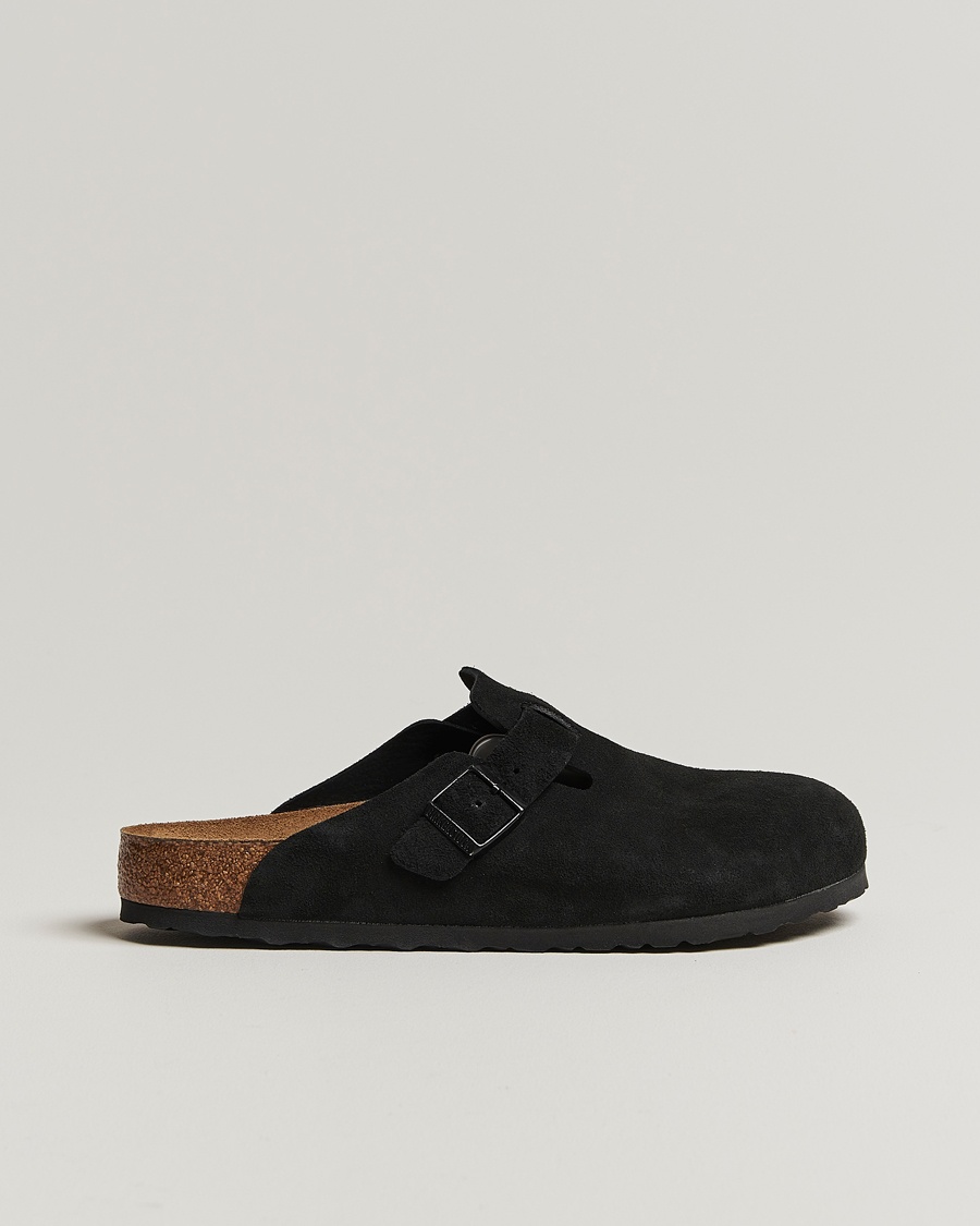BIRKENSTOCK Boston Soft Footbed Black Suede – Sort