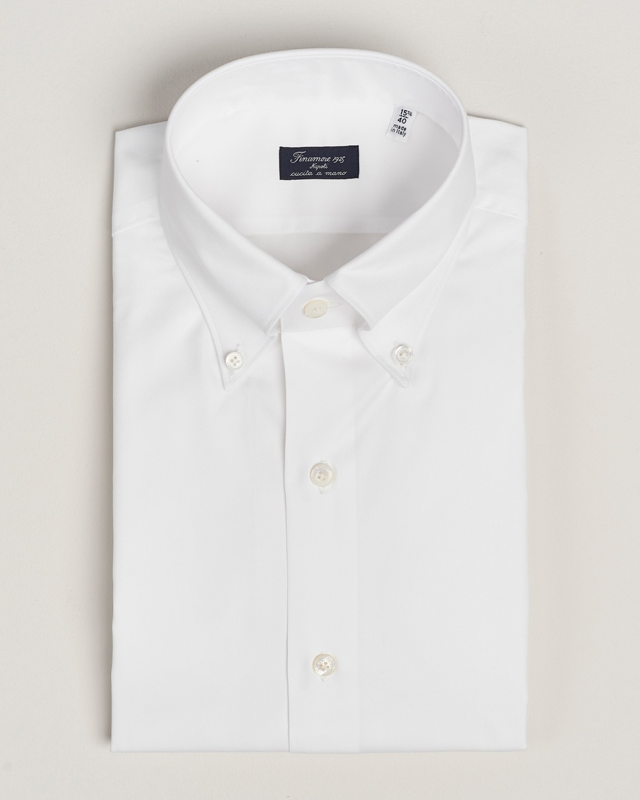 Finamore Napoli Milano Slim Oxford Button Down Shirt White – Hvid