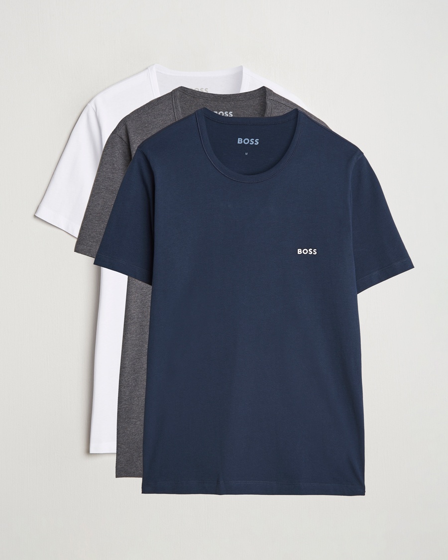 BOSS BLACK 3-Pack Crew Neck T-Shirt Grey/White/Navy – Grå