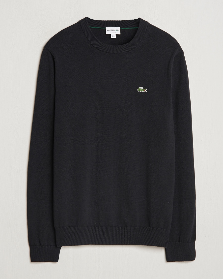 Lacoste Cotton Knitted Sweater Black – Sort