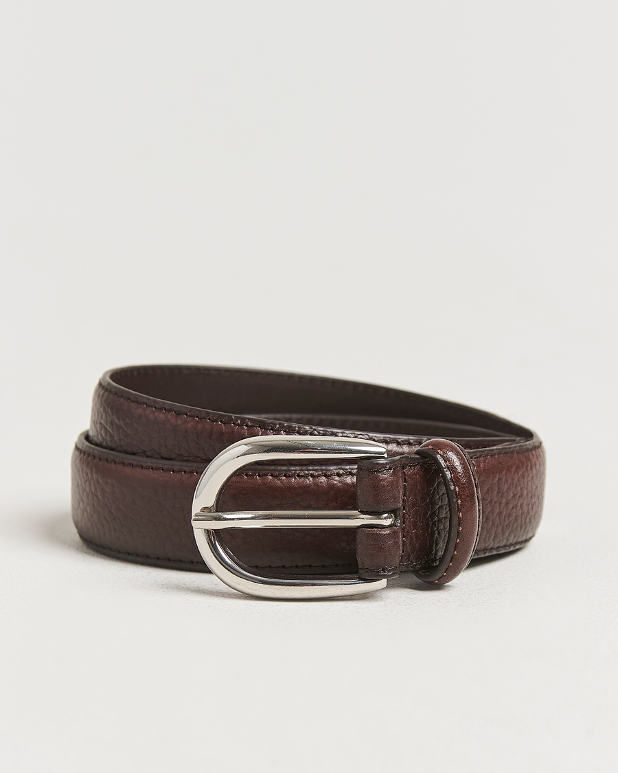 Loake Shoemakers Loake 1880 Harry Grained Leather Belt Dark Brown – Brun