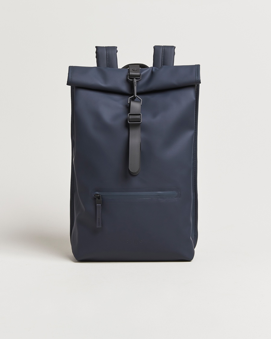 RAINS Rolltop Rucksack Navy – Blå